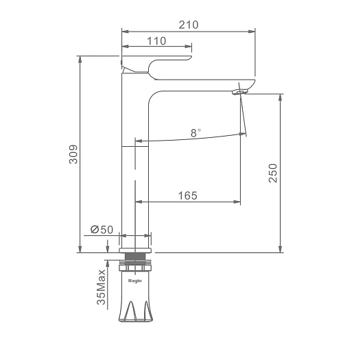 Смеситель для раковины Raglo R03.15.06, черный Смеситель для раковины Raglo R03.15.06, черный