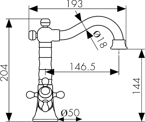 Смеситель для раковины Kaiser 44411-1, бронза Смеситель для раковины Kaiser 44411-1, бронза