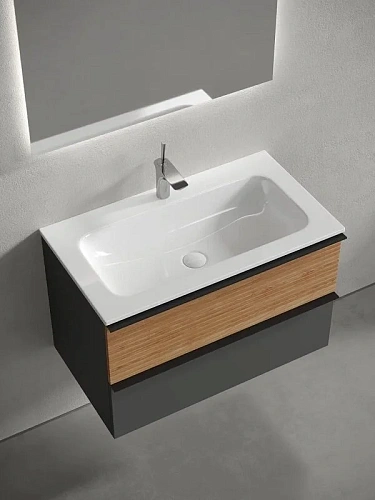 Тумба под раковину Sancos Delta DL80GR 790х445х500 дуб красный/графит, подвесная Тумба под раковину Sancos Delta DL80GR 790х445х500 дуб красный/графит, подвесная