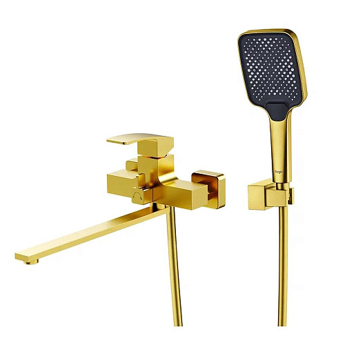 Смеситель для ванны Raglo R01.22.03 универсальный, поворотный излив 35 см, сатин золотой Смеситель для ванны Raglo R01.22.03 универсальный, поворотный излив 35 см, сатин золотой