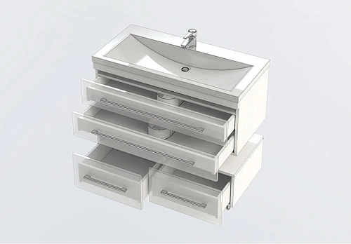 Тумба под раковину Aquanet Верона 100 белый (подвесная 2 ящика) 00175382 Тумба под раковину Aquanet Верона 100 белый (подвесная 2 ящика) 00175382