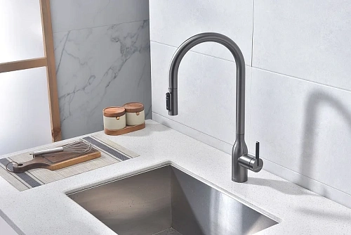 Смеситель для кухни Paulmark Universal вороненая сталь Un213880-GM Смеситель для кухни Paulmark Universal вороненая сталь Un213880-GM