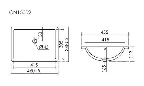 Раковина встраиваемая Ceramica Nova Era CN15002 460x348x213 мм, белый Раковина встраиваемая Ceramica Nova Era CN15002 460x348x213 мм, белый