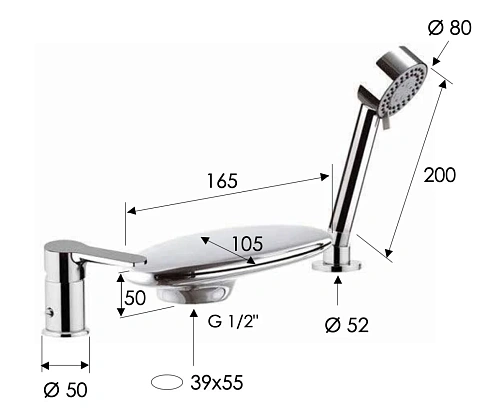 Смеситель на борт ванны Remer Winner W07UF Смеситель на борт ванны Remer Winner W07UF