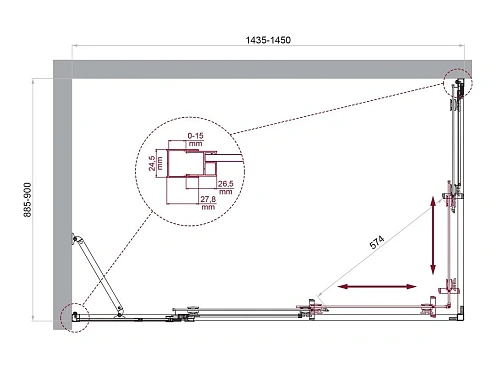 Душевой уголок BelBagno LUCE-AH-21-145/90-C-Cr Душевой уголок BelBagno LUCE-AH-21-145/90-C-Cr