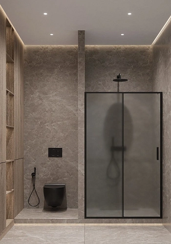 Душевая дверь Timo TD-150/03F-6, раздвижная 1950x1500, профиль черный, стекло матовое 6 мм Душевая дверь Timo TD-150/03F-6, раздвижная 1950x1500, профиль черный, стекло матовое 6 мм