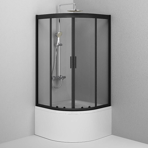 Душевой уголок AM.PM Gem W90G-401A090BT четверть круга 90x90 стекло прозрачное, профиль черный матовый Душевой уголок AM.PM Gem W90G-401A090BT четверть круга 90x90 стекло прозрачное, профиль черный матовый