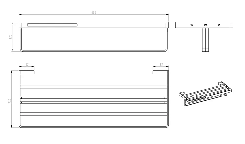 Полка Boheme Q 10947-NB никель Полка Boheme Q 10947-NB никель