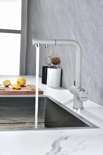 Смеситель для кухни Paulmark SERPENTINE серый дым Se213222-GRS Смеситель для кухни Paulmark SERPENTINE серый дым Se213222-GRS