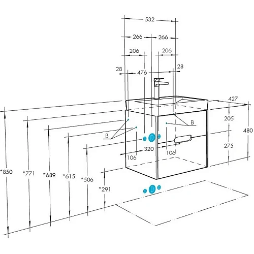 Тумба под раковину Aquaton Оливия 55 бежевый, дуб велл 1A254201OLVG0 Тумба под раковину Aquaton Оливия 55 бежевый, дуб велл 1A254201OLVG0