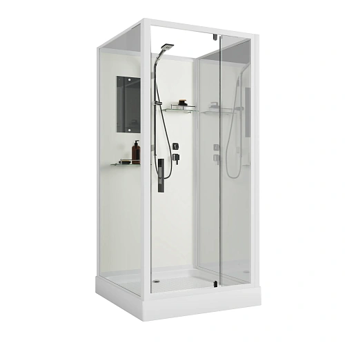 Душевая кабина Niagara Standart ST80/15Q/BK (80х80х200) квадрат, поддон 15см, распашная, проф.белый, без крыши Душевая кабина Niagara Standart ST80/15Q/BK (80х80х200) квадрат, поддон 15см, распашная, проф.белый, без крыши