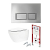 Картинка анонса товара «комплект инсталляции tece tecespring base k401201wcr с клавишей смыва, хром глянцевый и унитазом модель r»