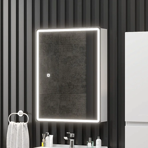 Зеркальный шкаф Onika Орби 60 см 206087 с подсветкой, универсальный Зеркальный шкаф Onika Орби 60 см 206087 с подсветкой, универсальный