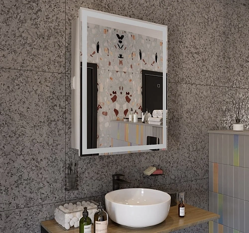 Зеркальный шкаф STWORKI Эстерсунд 60 с подсветкой, сенсорное, прямоугольное, белое, в современном ст 554158 Зеркальный шкаф STWORKI Эстерсунд 60 с подсветкой, сенсорное, прямоугольное, белое, в современном ст 554158