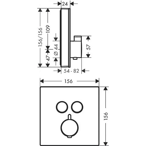 Смеситель для душа hansgrohe ShowerSelect Glass для двух потребителей, термостатический 15738400. Смеситель для душа hansgrohe ShowerSelect Glass для двух потребителей, термостатический 15738400.