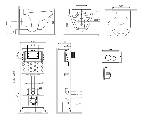 Комплект унитаза AM.PM Spirit V2.0 FlashClean IS49001.701738 с инсталляцией, сиденьем микролифт и клавишей смыва Комплект унитаза AM.PM Spirit V2.0 FlashClean IS49001.701738 с инсталляцией, сиденьем микролифт и клавишей смыва