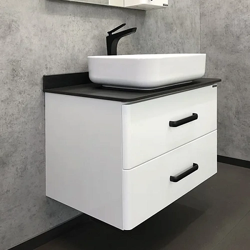 Тумба с раковиной Comforty Амстердам-75 00-00004668 белая с черной матовой столешницей и раковиной Comforty T-Y9378 Тумба с раковиной Comforty Амстердам-75 00-00004668 белая с черной матовой столешницей и раковиной Comforty T-Y9378