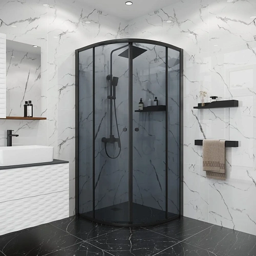 Душевой уголок Niagara Eco NG-1007-14T (90x90x190) четверть круга, раздвиж, профиль черный, стекло тонированное (4мм) Душевой уголок Niagara Eco NG-1007-14T (90x90x190) четверть круга, раздвиж, профиль черный, стекло тонированное (4мм)