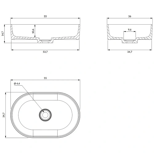 Раковина OMNIRES OVO M+ 55х36 см OVOUNBM (белый мат) Раковина OMNIRES OVO M+ 55х36 см OVOUNBM (белый мат)