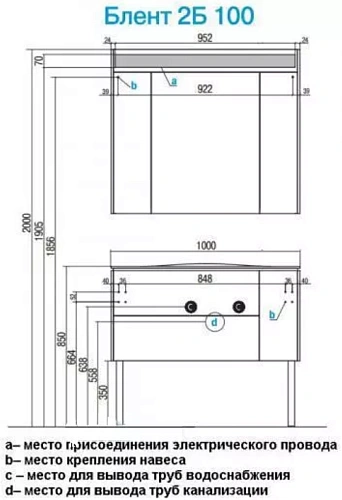Тумба под раковину Aquaton Блент 100 2Б белая 1A165901BL010 Тумба под раковину Aquaton Блент 100 2Б белая 1A165901BL010