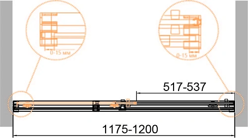Душевая дверь CEZARES DUET SOFT-BF-1-120-C-Cr 120см стекло прозрачное, профиль хром Душевая дверь CEZARES DUET SOFT-BF-1-120-C-Cr 120см стекло прозрачное, профиль хром