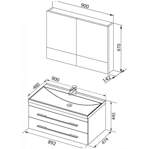 Комплект мебели Aquanet Верона NEW 90 черный (подвесной 2 ящика) 00230313 Комплект мебели Aquanet Верона NEW 90 черный (подвесной 2 ящика) 00230313