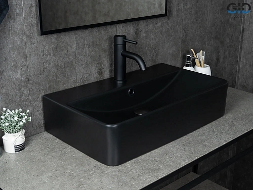 Раковина Gid Bm1344 53361 накладная черная матовая 61x35.5x14 Раковина Gid Bm1344 53361 накладная черная матовая 61x35.5x14