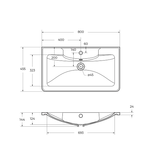 Раковина BelBagno BB800/455-LV-MR-ALR 800x455 Раковина BelBagno BB800/455-LV-MR-ALR 800x455