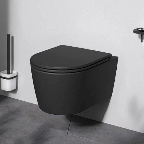 Унитаз подвесной AM.PM Func C8F1700MBSC FlashClean с сиденьем микролифт, черный матовый Унитаз подвесной AM.PM Func C8F1700MBSC FlashClean с сиденьем микролифт, черный матовый
