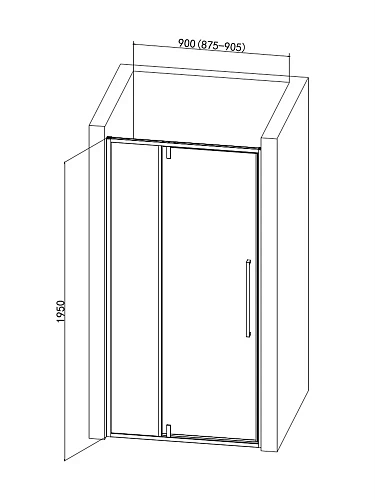 Душевая дверь AQUAme AQM7108-2-9 900x1950мм стекло 6мм, цвет профиля матовый черный Душевая дверь AQUAme AQM7108-2-9 900x1950мм стекло 6мм, цвет профиля матовый черный