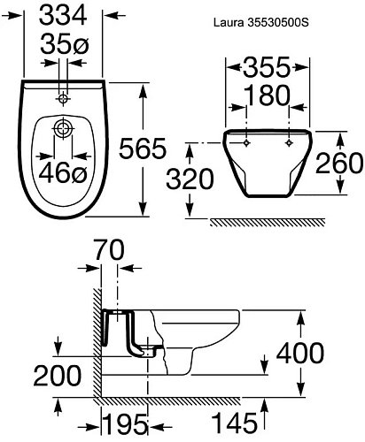 Биде подвесное Roca Victoria Laura 35530500S Биде подвесное Roca Victoria Laura 35530500S