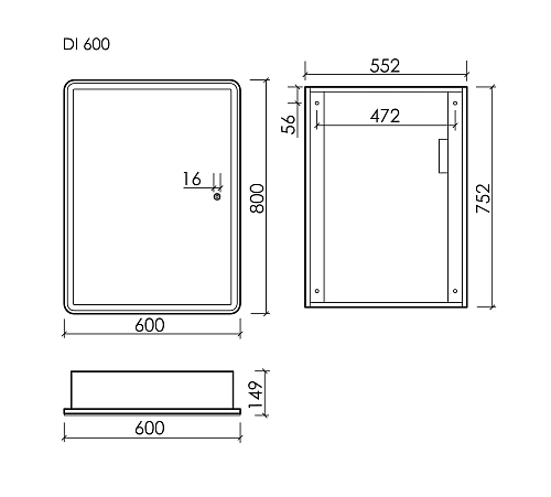 Зеркальный шкаф SANCOS Diva 600х149х800 DIV600 с подсветкой Зеркальный шкаф SANCOS Diva 600х149х800 DIV600 с подсветкой