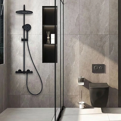 Душевая система Vincea Esse VSFS-1E1TMB термостатическая, черный Душевая система Vincea Esse VSFS-1E1TMB термостатическая, черный