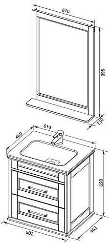 Комплект мебели Aquanet Бостон М 60 белый матовый 00210629 Комплект мебели Aquanet Бостон М 60 белый матовый 00210629