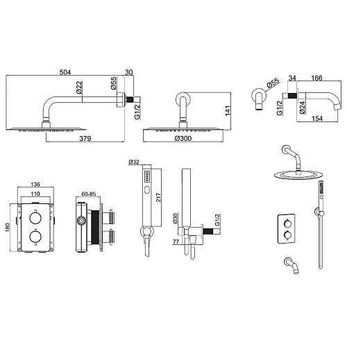 Душевая система Allen Brau Priority 5.31014-31 Черный матовый Душевая система Allen Brau Priority 5.31014-31 Черный матовый