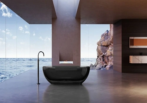 Ванна отдельностоящая ABBER AT9703Onyx 170x75 универсальная, черная полиэфирная смола Ванна отдельностоящая ABBER AT9703Onyx 170x75 универсальная, черная полиэфирная смола