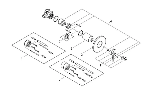 Смеситель для душа GROHE BauClassic (29048000) внешняя и встраиваемая части, хром Смеситель для душа GROHE BauClassic (29048000) внешняя и встраиваемая части, хром