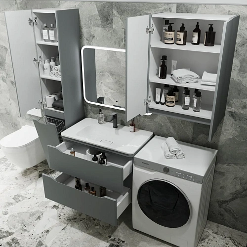 Тумба под раковину Style Line Марелла 80 Люкс антискрейтч серый, PLUS подвесная СС-00002412 Тумба под раковину Style Line Марелла 80 Люкс антискрейтч серый, PLUS подвесная СС-00002412