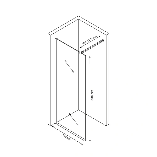 Душевая перегородка BERGES SKY BLACK 1100 тонированное стекло 064027 Душевая перегородка BERGES SKY BLACK 1100 тонированное стекло 064027