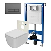 Комплект инсталляции Point Элемент PN45120 с клавишей смыва Меркурий, цвет графит, PN44831GM и унитазом Меркурий с сиденьем микролифт белый PN41831
