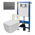 Комплект инсталляции Point Элемент PN45120 с клавишей смыва Меркурий, цвет графит, PN44831GM и унитазом Меркурий с сиденьем микролифт белый PN41831 Комплект инсталляции Point Элемент PN45120 с клавишей смыва Меркурий, цвет графит, PN44831GM и унитазом Меркурий с сиденьем микролифт белый PN41831