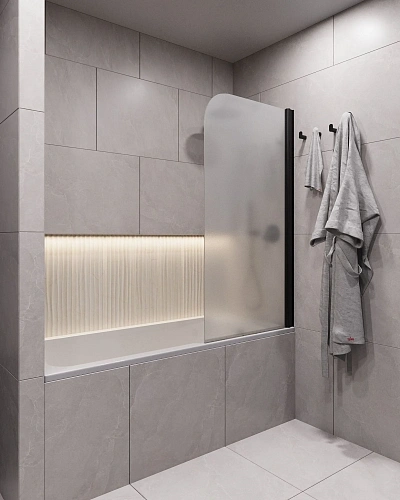 Шторка на ванну Timo TCM-70/03F-6 на монопетле 1400x700, профиль черный, стекло матовое 6 мм Шторка на ванну Timo TCM-70/03F-6 на монопетле 1400x700, профиль черный, стекло матовое 6 мм