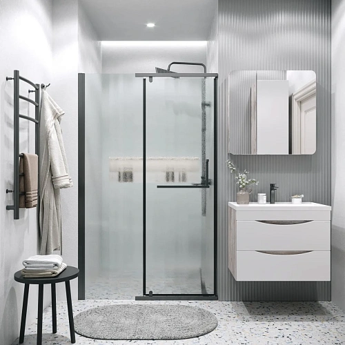 Душевая дверь GROSSMAN Pragma 100.K33.03.100.21.02 (100x195) черный матовый, стекло шиншилла Душевая дверь GROSSMAN Pragma 100.K33.03.100.21.02 (100x195) черный матовый, стекло шиншилла