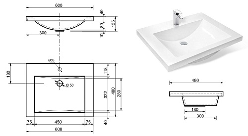 Раковина Эстет Monaco 60 silk ФР-00014949 600х480 накладная Раковина Эстет Monaco 60 silk ФР-00014949 600х480 накладная