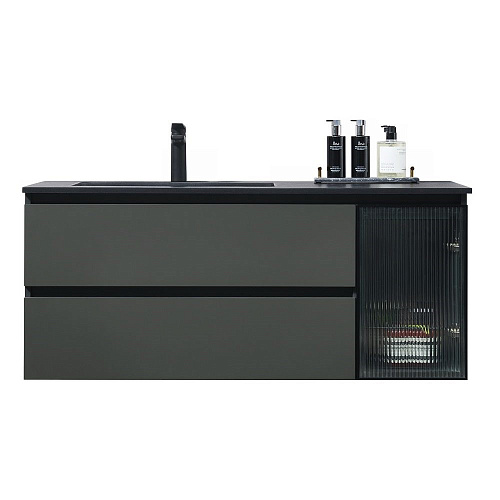 Тумба с раковиной Orans BC-2055-1200L основной шкаф цвет:MFC085,раковина art marble(matte black) (12 2055120L Тумба с раковиной Orans BC-2055-1200L основной шкаф цвет:MFC085,раковина art marble(matte black) (12 2055120L