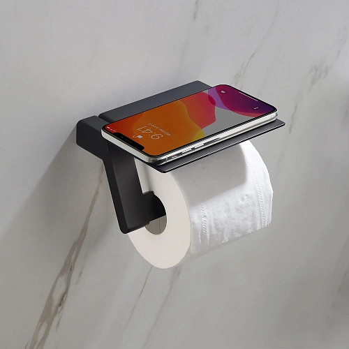 Держатель туалетной бумаги Timo Selene 14043/03 с полкой для телефона черный Держатель туалетной бумаги Timo Selene 14043/03 с полкой для телефона черный