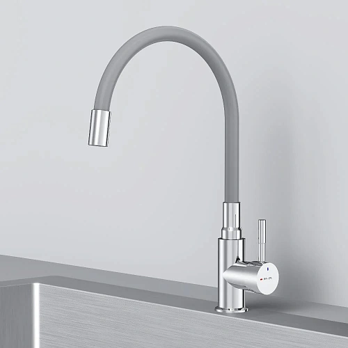 Смеситель для кухни AM.PM X-Joy S F85B07605 с гибким изливом, серый/хром Смеситель для кухни AM.PM X-Joy S F85B07605 с гибким изливом, серый/хром