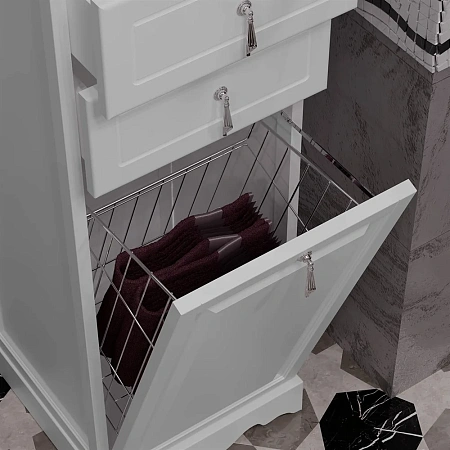 Шкаф-пенал Opadiris Тибет Z0000012649 с бельевой корзиной левый белый матовый Шкаф-пенал Opadiris Тибет Z0000012649 с бельевой корзиной левый белый матовый