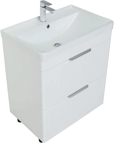 Тумба под раковину Aquanet Ирис new 710 белый глянец (2 ящика) 00310153 Тумба под раковину Aquanet Ирис new 710 белый глянец (2 ящика) 00310153
