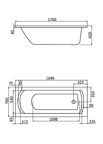 Акриловая ванна Santek Монако 170x70 белая 1.WH11.1.979 Акриловая ванна Santek Монако 170x70 белая 1.WH11.1.979